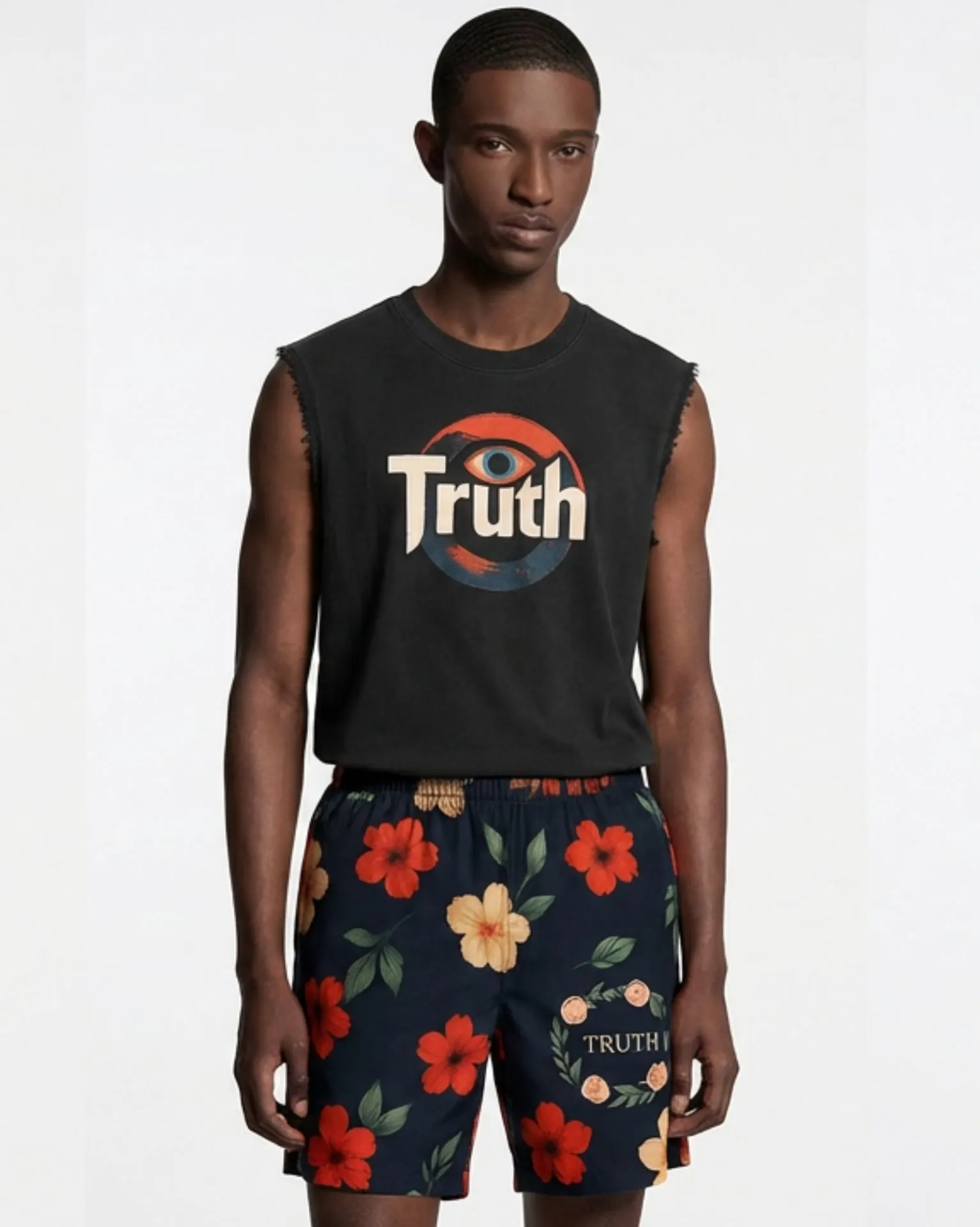 Sleeveless Shirt & Floral Shorts Set